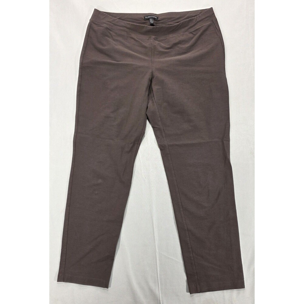 Eileen Fisher Brown Washable Stretch Crepe Slim Ankle Pants System Capsule M